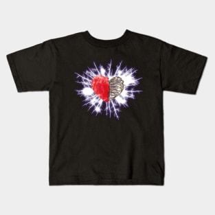 Flashes of light and Skeleton rib heart, Broken, blood heart, watercolor design rib heart Kids T-Shirt